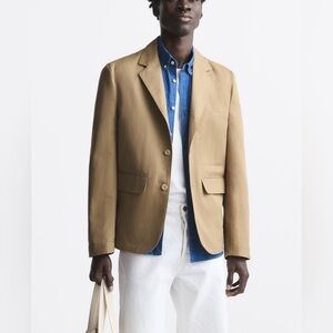 Zara Cotton & Linen Blend Casual Blazer